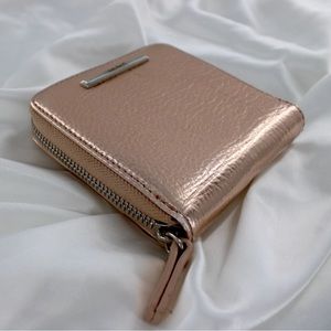 Nine West Rose Gold Metallic Small Zipper Wallet